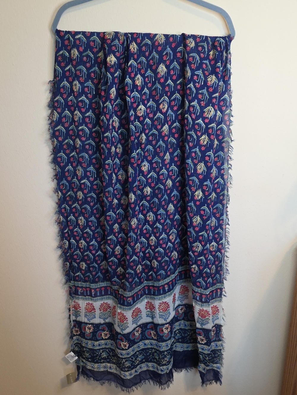 J. Crew Navy Maxi Skirt with Pink & Cream Floral Border